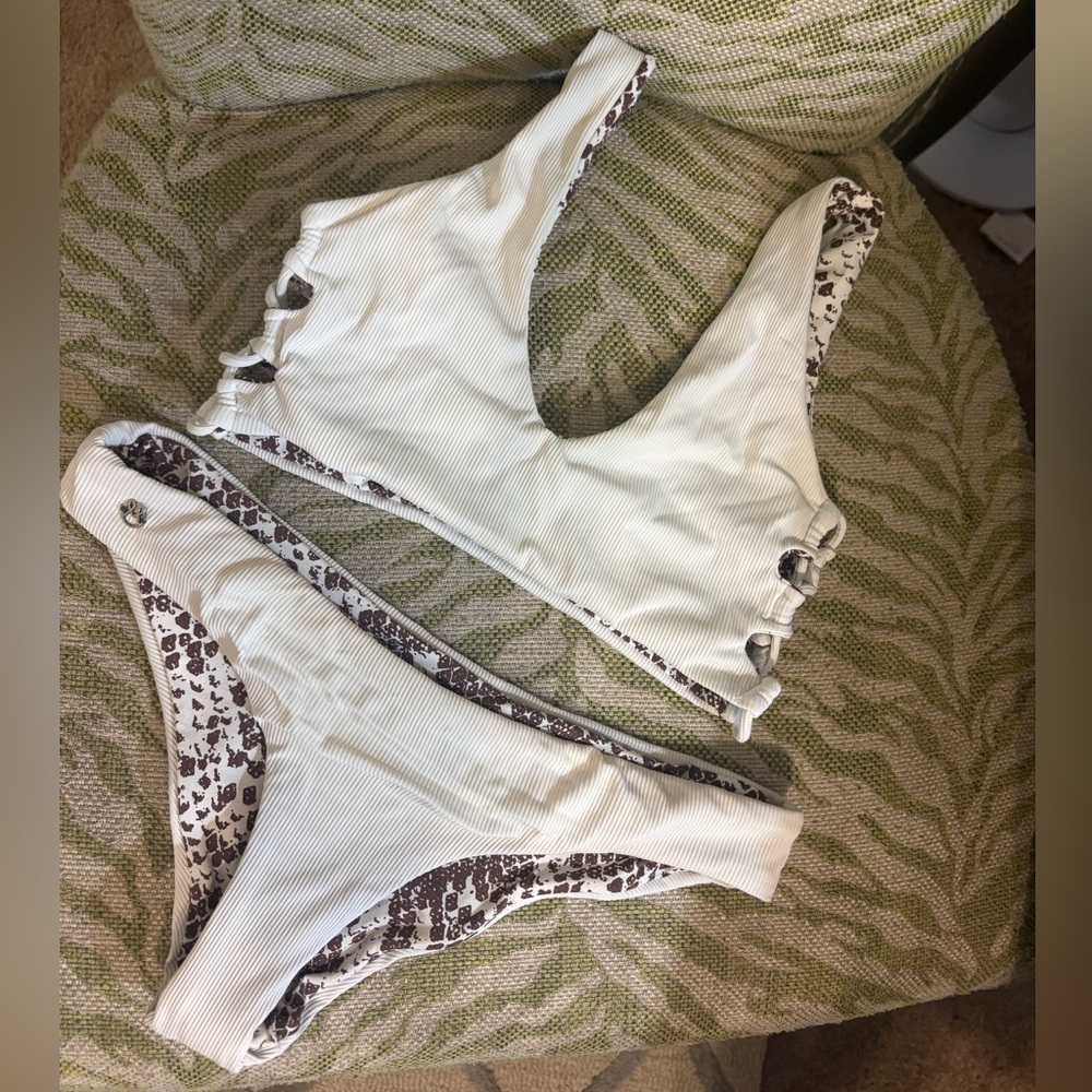 Maaji White and Brown Bikini Set